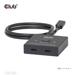 Club3D USB-C Switch 2<->1 10Gbps + 100W PD St/Bu retail