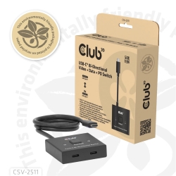 Club3D USB-C Switch 2<->1 10Gbps + 100W PD St/Bu retail