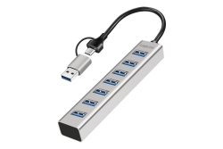 Logilink USB 3.0 HUB, 7-Ports, 7x USB-A, 5 Gbit/s, silber