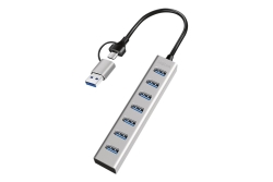 Logilink USB 3.0 HUB, 7-Ports, 7x USB-A, 5 Gbit/s, silber