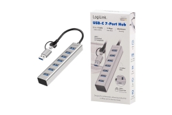 Logilink USB 3.0 HUB, 7-Ports, 7x USB-A, 5 Gbit/s, silber