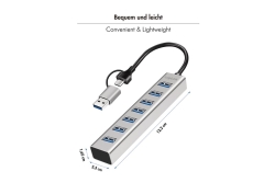 Logilink USB 3.0 HUB, 7-Ports, 7x USB-A, 5 Gbit/s, silber