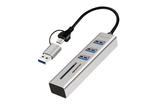 Logilink USB 3.0 HUB, 3x USB-A, SD/microSD-Slot, 5 Gbit/s