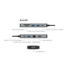 Dockingstation IcyBox PD 10 in 1 1xHDMI 1xVGA USB-C