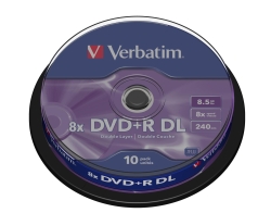 DVD+R Verbatim 8,5GB 10pcs Pack double 8x Spindel retail