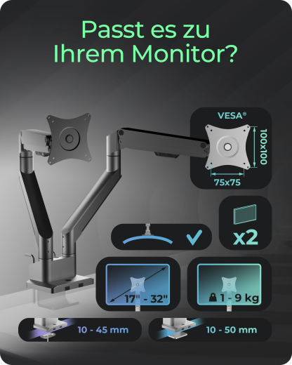 Monitorständer IcyBox 2 Monitore mit Tischhalterung