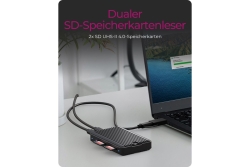 Geh. IcyBox M.2NVMe/SATA SSD mit zweifachem SD CR