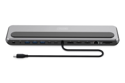 DIGITUS Docking USB-C->HDMI,DP,USBA,USBC,RJ45,PD silber