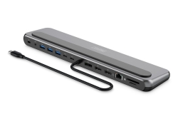 DIGITUS Docking USB-C->HDMI,DP,USBA,USBC,RJ45,PD silber