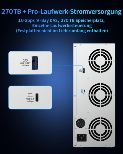 TERRAMASTER D9-320, 9bay Gehäuse, USB3.2, 10Gbps, Diskless