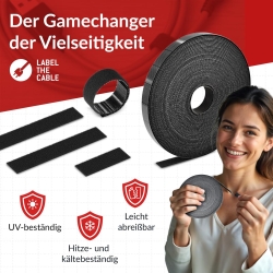 LTC Klettrolle Rip Roll 3m zum Bündeln&Ordnen schwarz