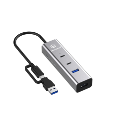 GRAUGEAR 4-Port USB HUB + PD Supports 2x USB-C 2x USB-A