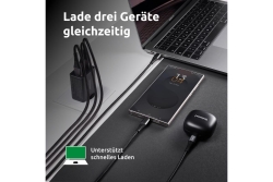 Intenso Power Adapter 1x USB-A/2x USB-C 65W GaN Black