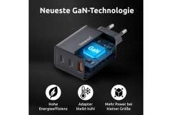 Intenso Power Adapter 1x USB-A/2x USB-C 65W GaN Black