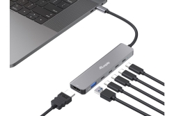 Equip Adapter USB-C->HDMI/3xUSB-C/USB-A 4K/ 60Hz 0.25m Alu.