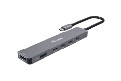 Equip Adapter USB-C->HDMI/3xUSB-C/USB-A 4K/ 60Hz 0.25m Alu.
