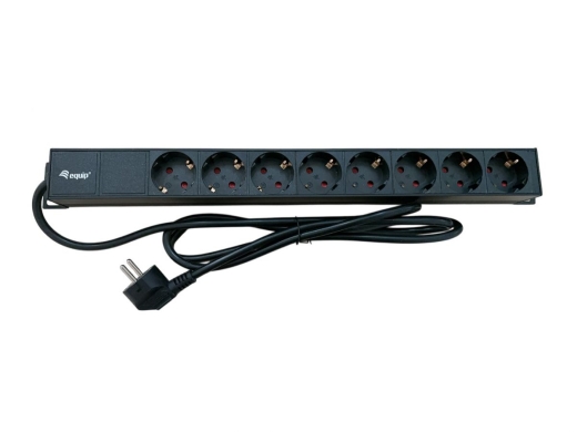 Equip 19 Steckdosenleiste 8xSchuko+Switch->St.90° sw. Alu.