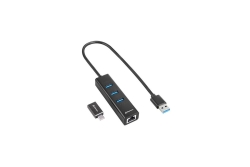 Sharkoon USB-Hub 3xUSB3.2 1xRJ45 45cm Kabel Aluminium schwar