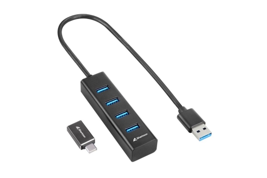 Sharkoon USB-Hub 4xUSB3.2 45cm Kabel Aluminium schwarz