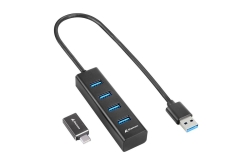 Sharkoon USB-Hub 4xUSB3.2 45cm Kabel Aluminium schwarz