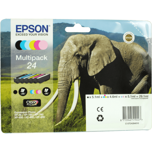 6 Epson Tinten C13T242840 Multipack KCMY LC LM 24