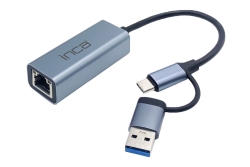 INCA Adapter IUTP-01TX Ethernet > USB und Typ C Anschluss