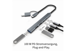INCA Adapter IUTP-06TX USB C/A USB 3.0/2.0 + Typ-C, 100W