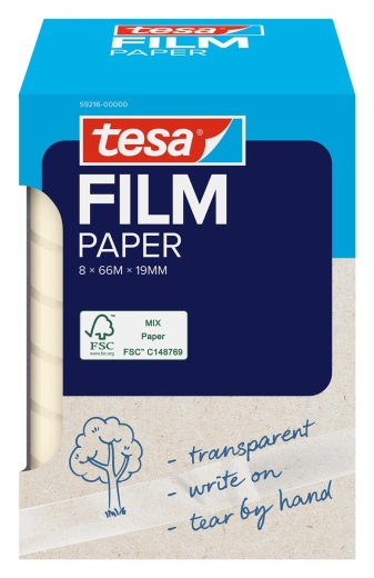 tesafilm PAPIER 8x 66mx19mm transp. zum beschriften faltsch.