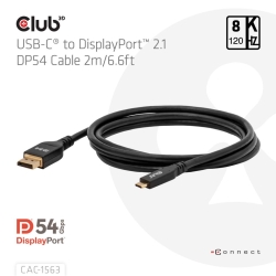 Club3D Kabel USB Typ C <-> DP 2.1 2m 8K120Hz St/St