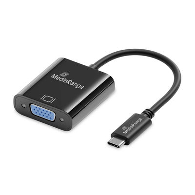 MediaRange USB-C zu VGA Video Konverter, 20cm, Schwarz