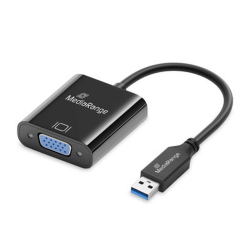 MediaRange USB-A 3.0 auf VGA(HD15)Video Konverter, 20cm, sw