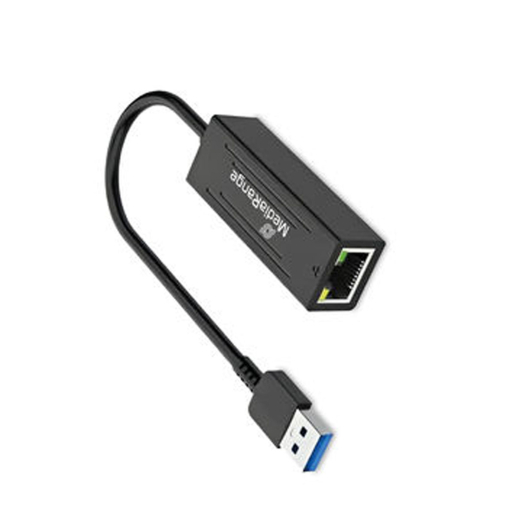 MediaRange USB-A Netzwerkadaper mit RJ45 Port, 20cm, sw