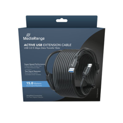 MediaRange Aktives USB-Verlängerungskabel, USB 3.0, 15m, sw
