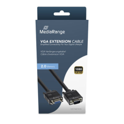 MediaRange VGA Verlängerungskabel, 2m, Schwarz