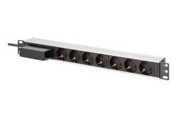 DIGITUS Steckdosenleiste 7-fach 19 Alu. 1HE schwarz