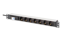 DIGITUS Steckdosenleiste 7-fach 19 Alu. 1HE schwarz