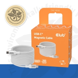Club3D Lifestyle USB-C Magnetisches Kabel 240W 2m weiß St/St