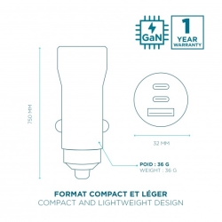 Mobilis Energia Charger 95W Car Charger 2 USB-C 1 USB-A SB