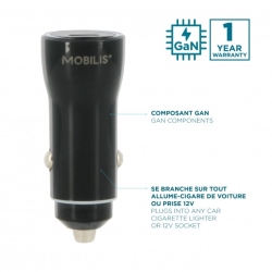 Mobilis Energia Charger 60W Car Charger 2 USB-C 1 USB-A SB