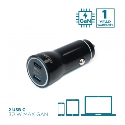 Mobilis Energia Charger 60W Car Charger 2 USB-C 1 USB-A SB