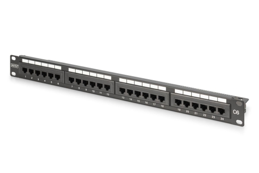 DIGITUS Patchpanel 1U 24-Port LSA Cat6 8P8C ungeschirmt