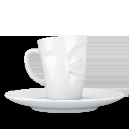 FIFTYEIGHT Espresso Mug mit Henkel 80ml - Vergnügt weiß
