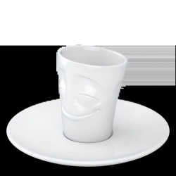 FIFTYEIGHT Espresso Mug mit Henkel 80ml - Vergnügt weiß