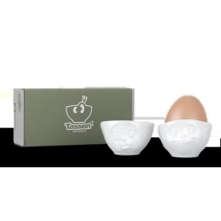 FIFTYEIGHT Eierbecher Set Nr.2 - Och bitte & Lecker weiß