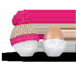 FIFTYEIGHT Eierbecher Mützchen elfenbein/magenta