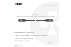 Club3D USB-C AOC-Kabel 8K/ 10Gbps/ 60W 15m St/St