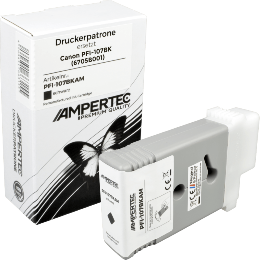 Ampertec Tinte ersetzt Canon PFI-107BK 6705B001 schwarz
