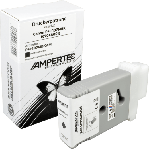 Ampertec Tinte ersetzt Canon PFI-107MBK 6704B001 matt schwarz