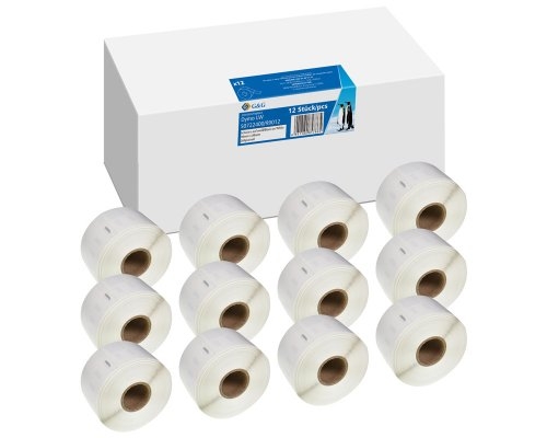G&G Etiketten 12 Stück für DYMO 99012/ S0722400 36 x 89 mm
