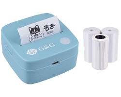 G&G Mini Thermodrucker GA-SD001BL hellblau - inkl. 4...